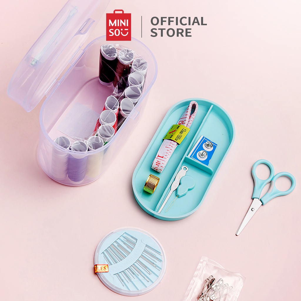 Hộp kim chỉ Miniso đa năng đi kèm nhiều phụ kiện may vá hàng chính hãng