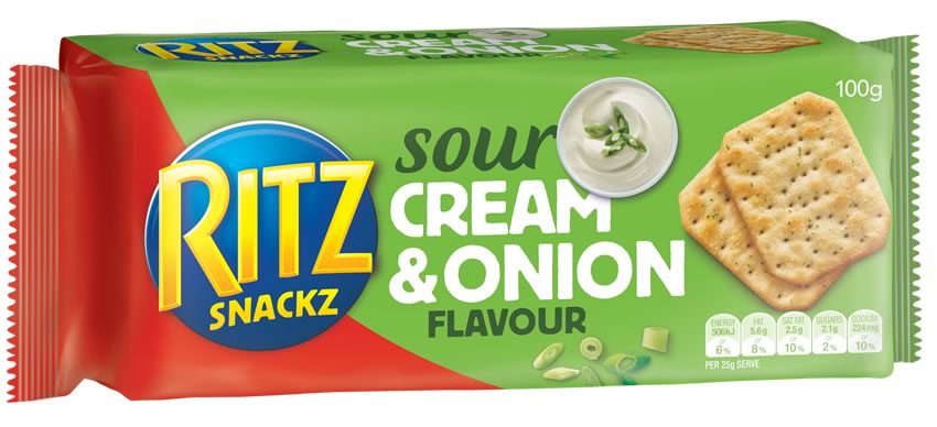Bánh Ritz Snackz Sour Cream and Onion vị kem và hành 100g