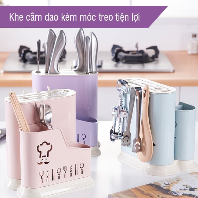 Ống đựng đũa thìa muỗng kèm khay cắm dao nhựa Việt Nhật, ống đũa siêu đa năng mua 1 được 2 NQ014 nhungquyshop