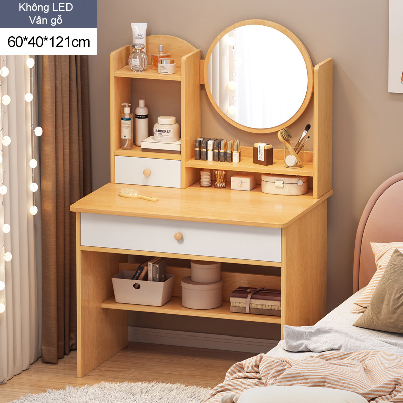Bàn trang điểm có tủ kèm gương không LED phong cách Bắc Âu hiện đại sang trọng