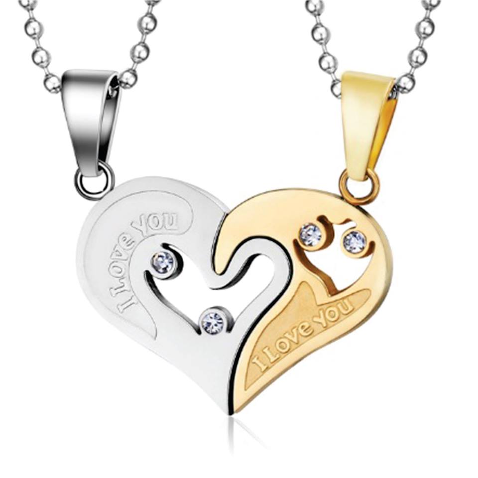 Dây chuyền cặp đôi tình nhân inox nữa trái tim ghép ( 1 cặp)
