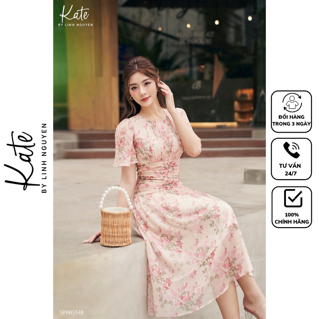 Váy tằm hoa hồng 5548 thời trang thiết kế Kate by Linh Nguyen