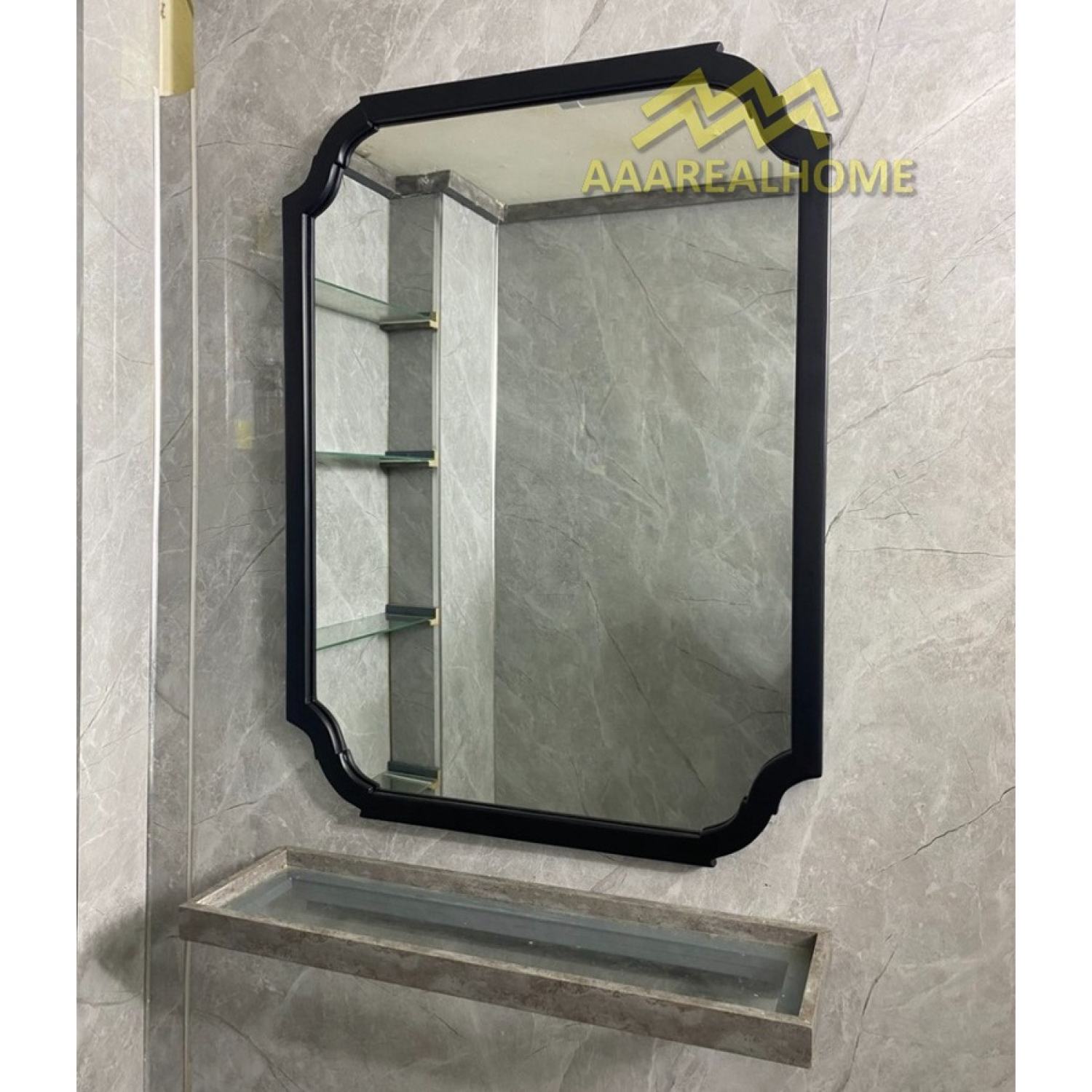 60x80cm Gương soi khung gỗ cổ điển AAArealhome KDCD1 Gương trang điểm khung gỗ Gương nhà tắm khung gỗ