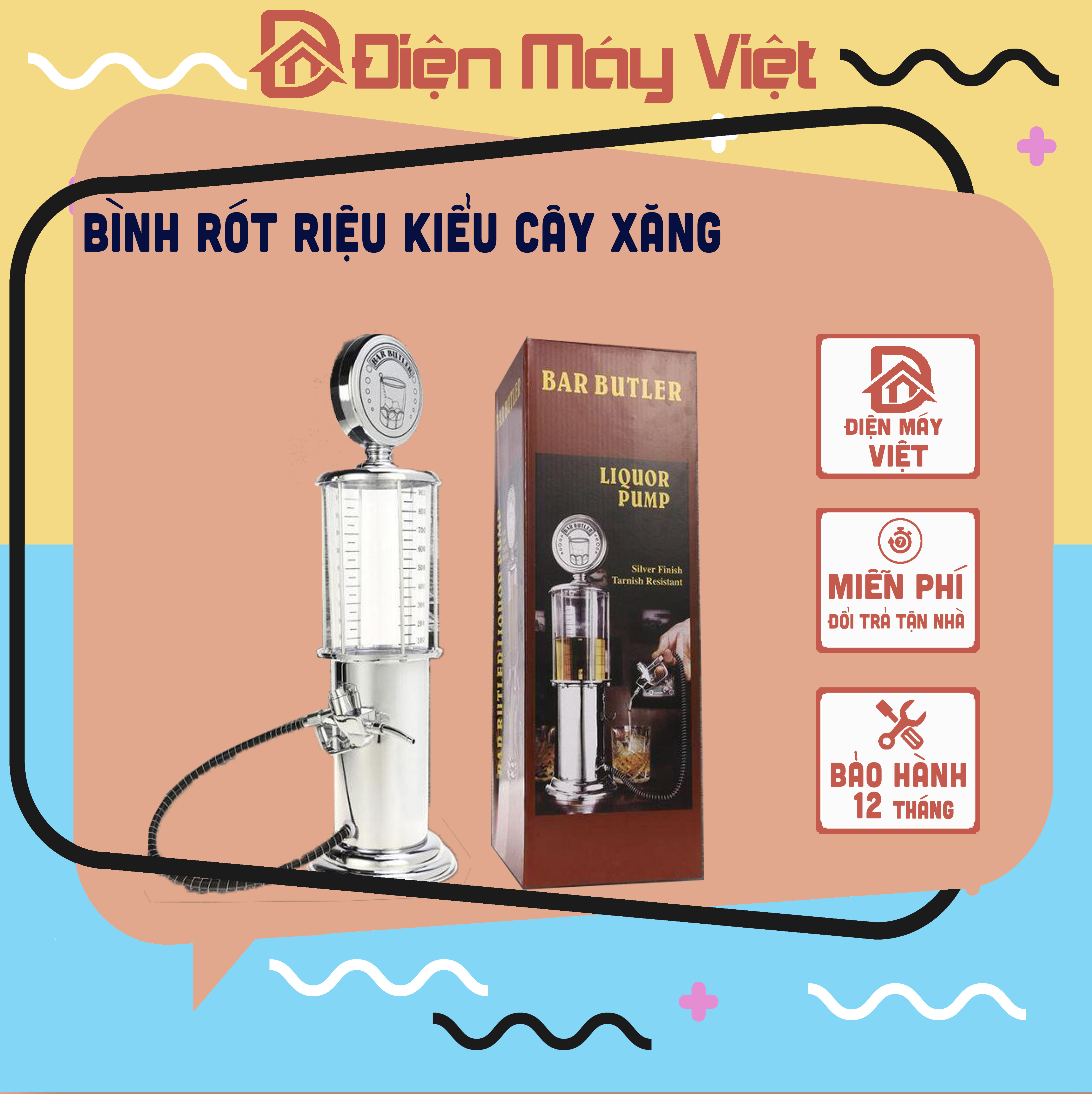 Bình rót riệu kiểu cây xăng , bình riệu cây xăng cao cấp
