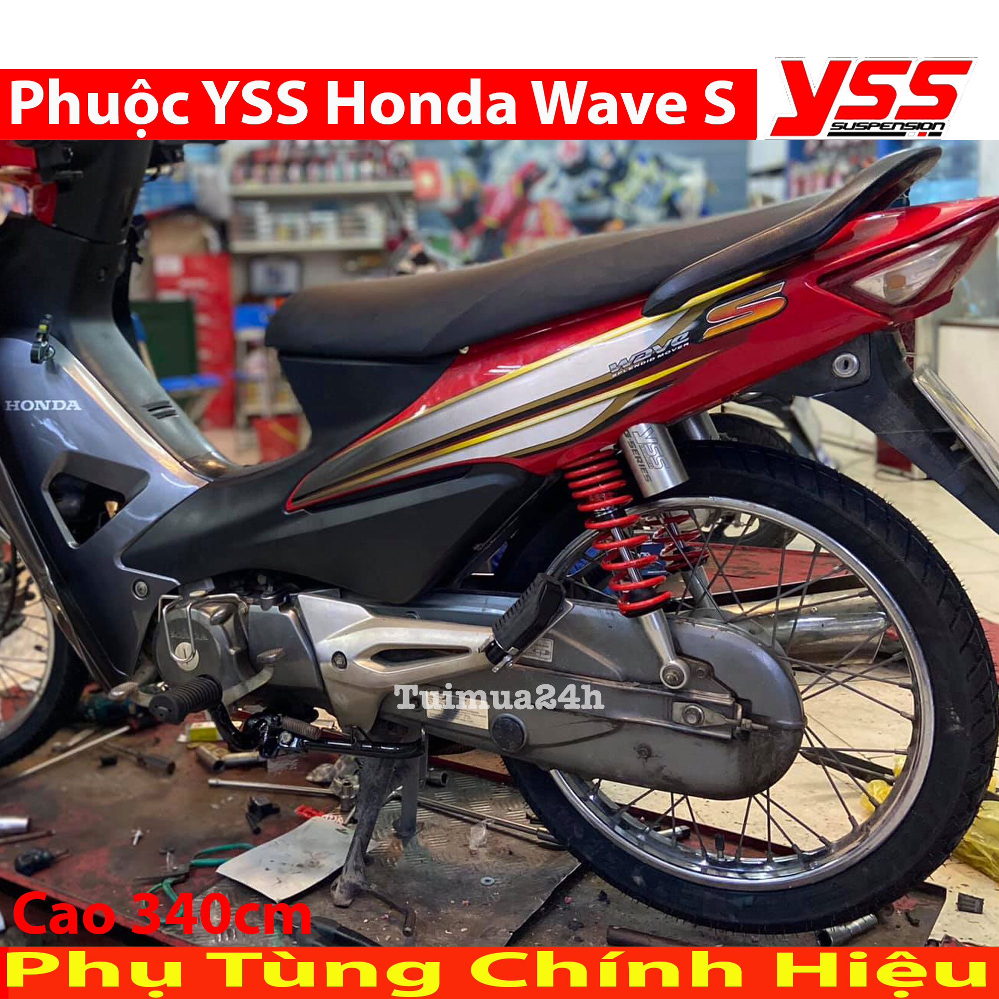 [HCM]Phuộc YSS Đỏ Bạc Honda Wave S110 RS RSX