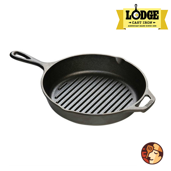 Chảo gang nướng Lodge có rãnh tròn 26 cm chống dính tự nhiên, dùng được cho mọi loại bếp và lò nướng