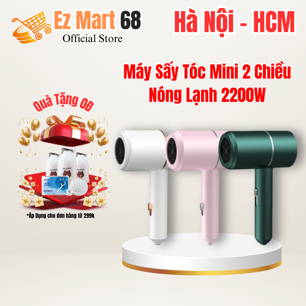 Máy sấy tóc mini 2 chiều nóng lạnh 2 chế độ sấy công suất 2200w luồng gió ra đều giúp tóc nhanh khô vào nếp giữ độ ẩm cho tóc - máy sấy tóc, máy sấy, sấy tóc