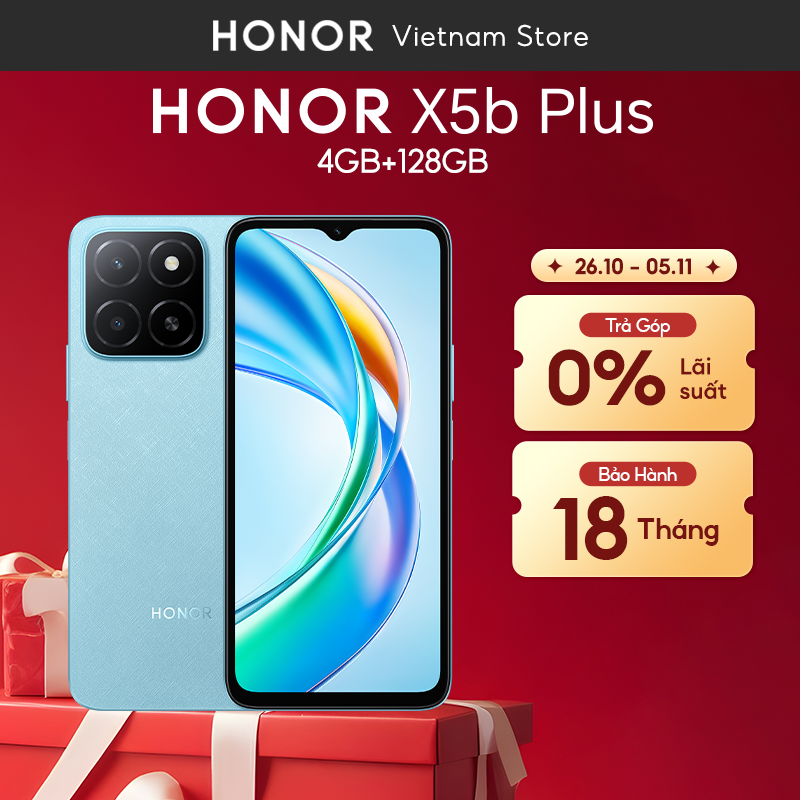 Điện thoại HONOR X5b Plus 4GB+128GB | Pin 5200mAh 90Hz | Màn hình 6.56" | BH 18 Tháng Hàng Chính Hãn