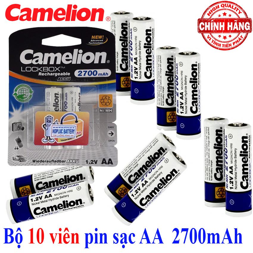 Bộ 10 Pin Sạc AA (2A) Camelion LockBox Rechargeable Accu 2700mAh - 1.2 .
