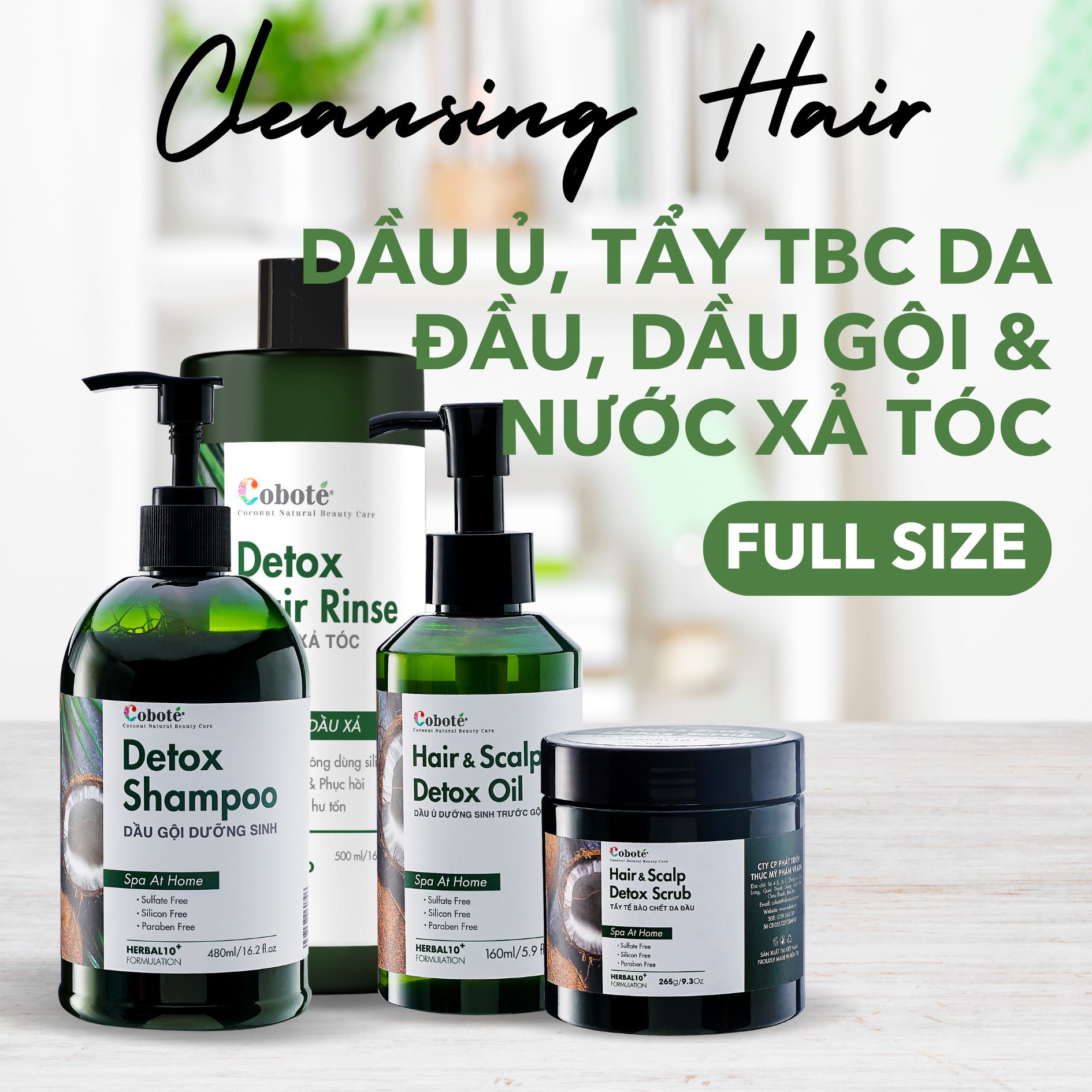 Combo dầu gội, dầu ủ dưỡng sinh, muối tẩy tế bào chết chăm sóc tóc