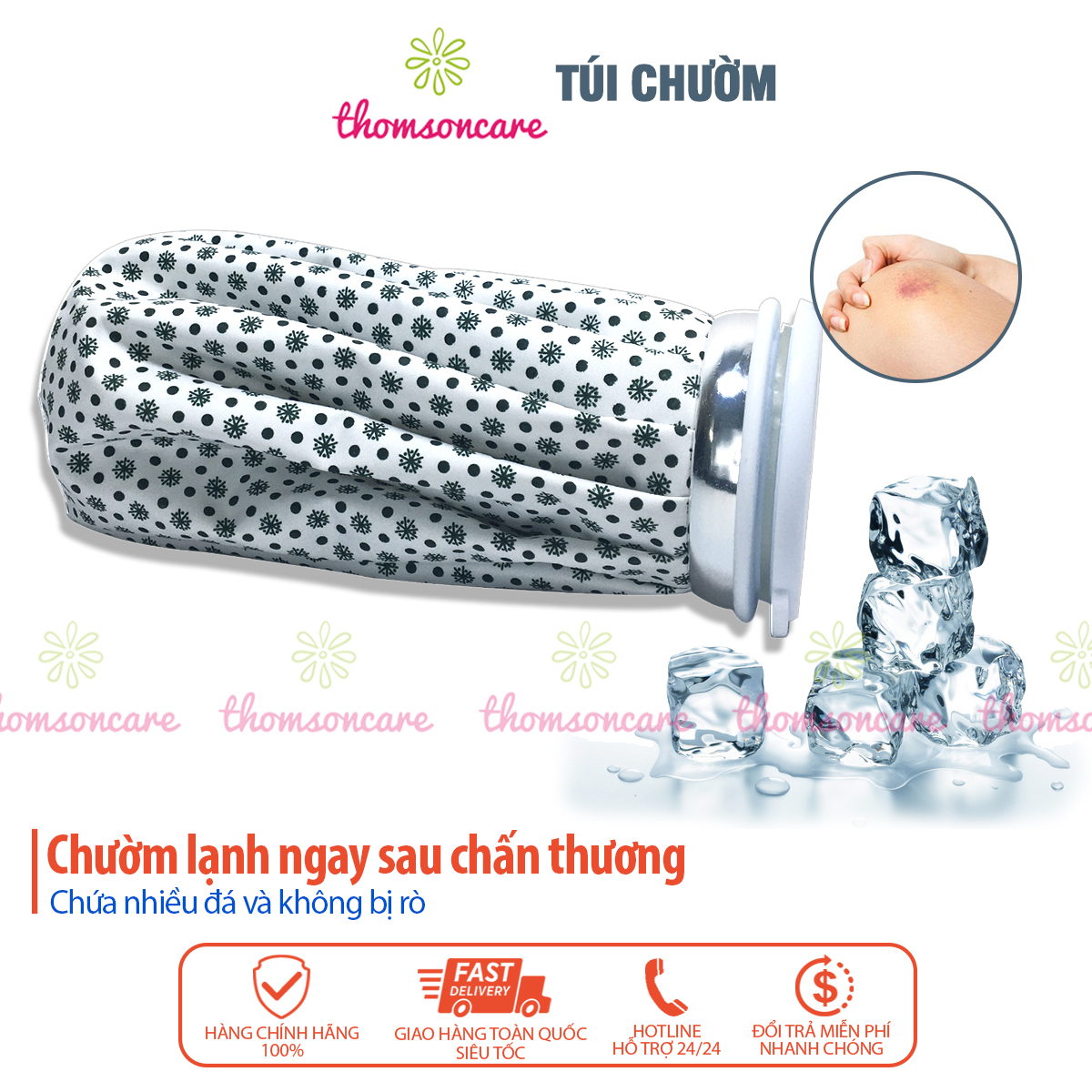 Túi chườm đá lạnh, giảm đau chấn thương, làm mát, hình tròn mini, dùng y tế, bong gân, bầm tím