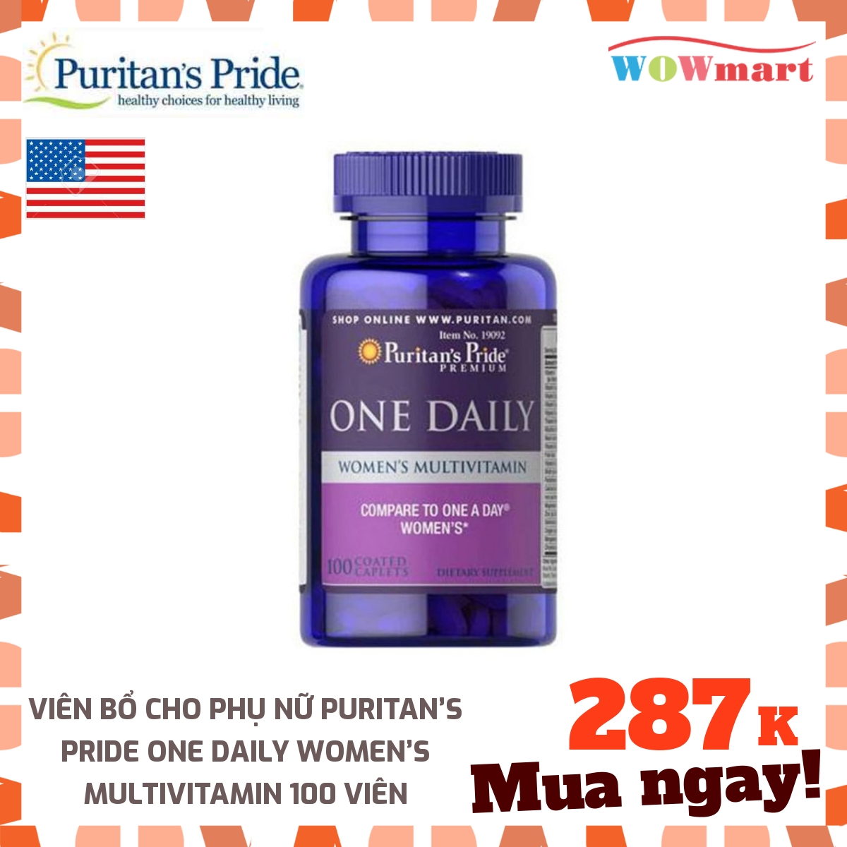 Viên bổ cho phụ nữ Puritan’s Pride One Daily Women’s Multivitamin 100 viên -