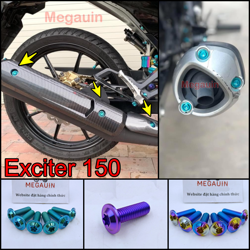 Ốc Titan GR5 Ốp pô, Chụp Đuôi bô Exciter 150 (Ốc dàn áo Ex150)