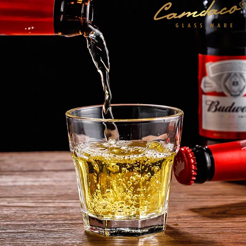 Bộ 6 ly cốc thủy tinh 8 góc lùn 305ml camdaco glassware pcd22001