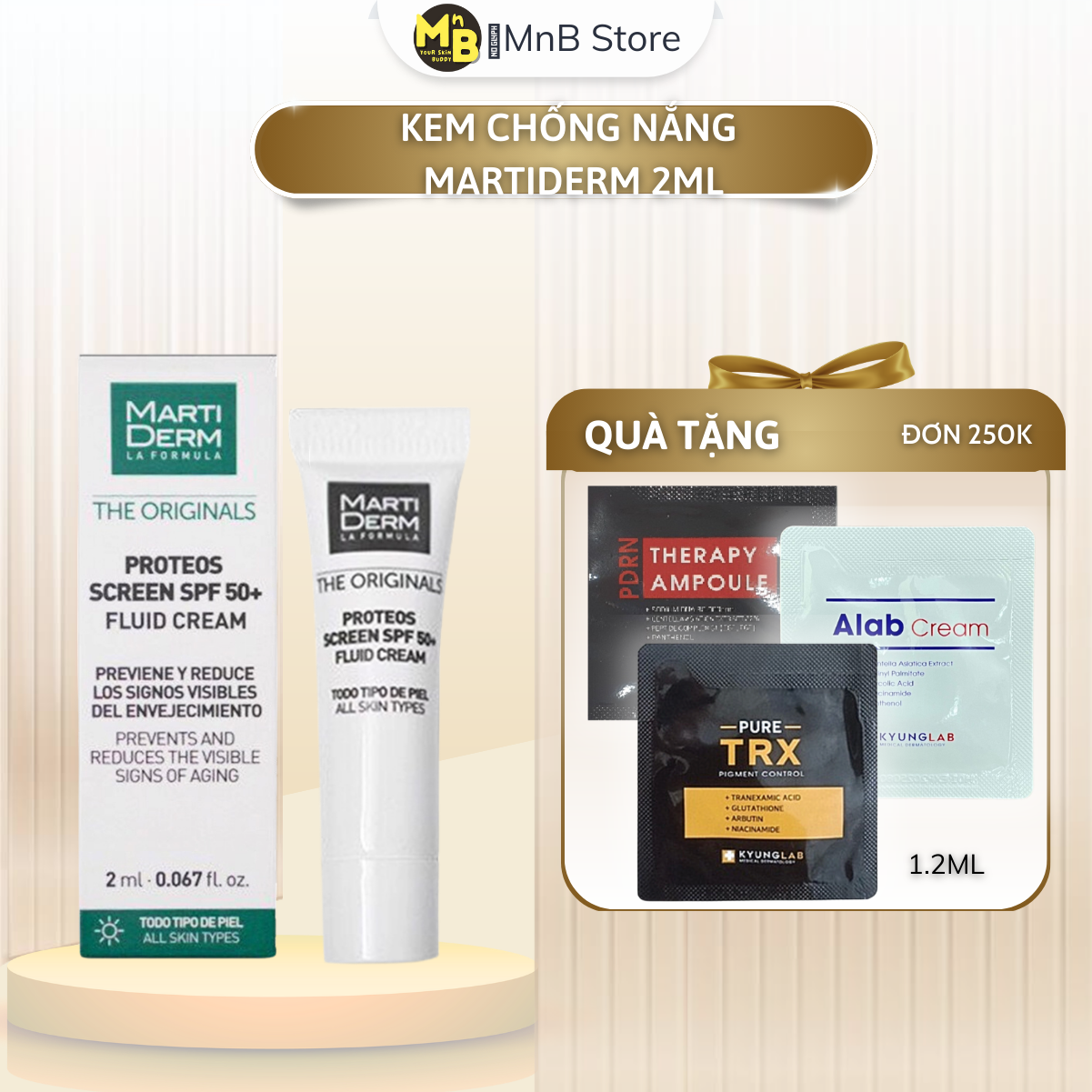 Kem chống nắng bảo vệ da toàn diện cho làn da dầu, mụn, nám và tăng sắc tố MartiDerm The Originals Proteos Screen SPF50+ tây ban nha 2ml