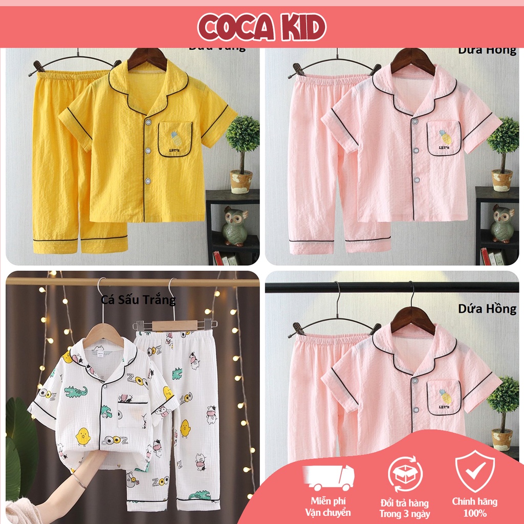 Đồ Ngủ Ngắn Tay Cho Bé, Bộ Pijama Ngắn Tay Bé Trai, Bộ Pijama Cho Bé Gái Chất Đũi In Hình Cực Yêu Ch