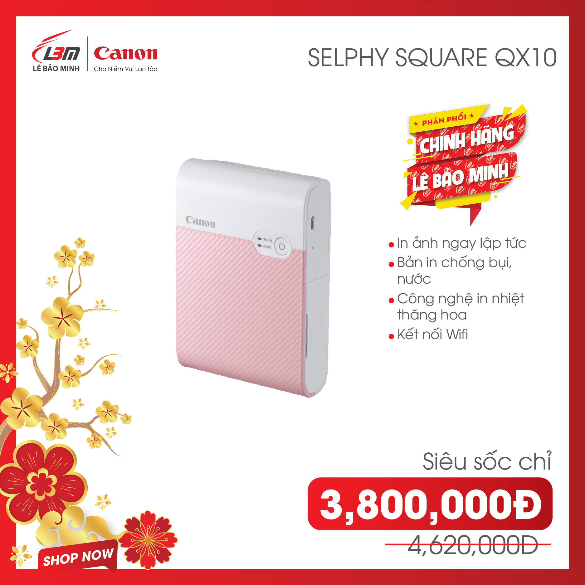 [Trả góp 0%] Máy in ảnh Canon SELPHY SQUARE QX10