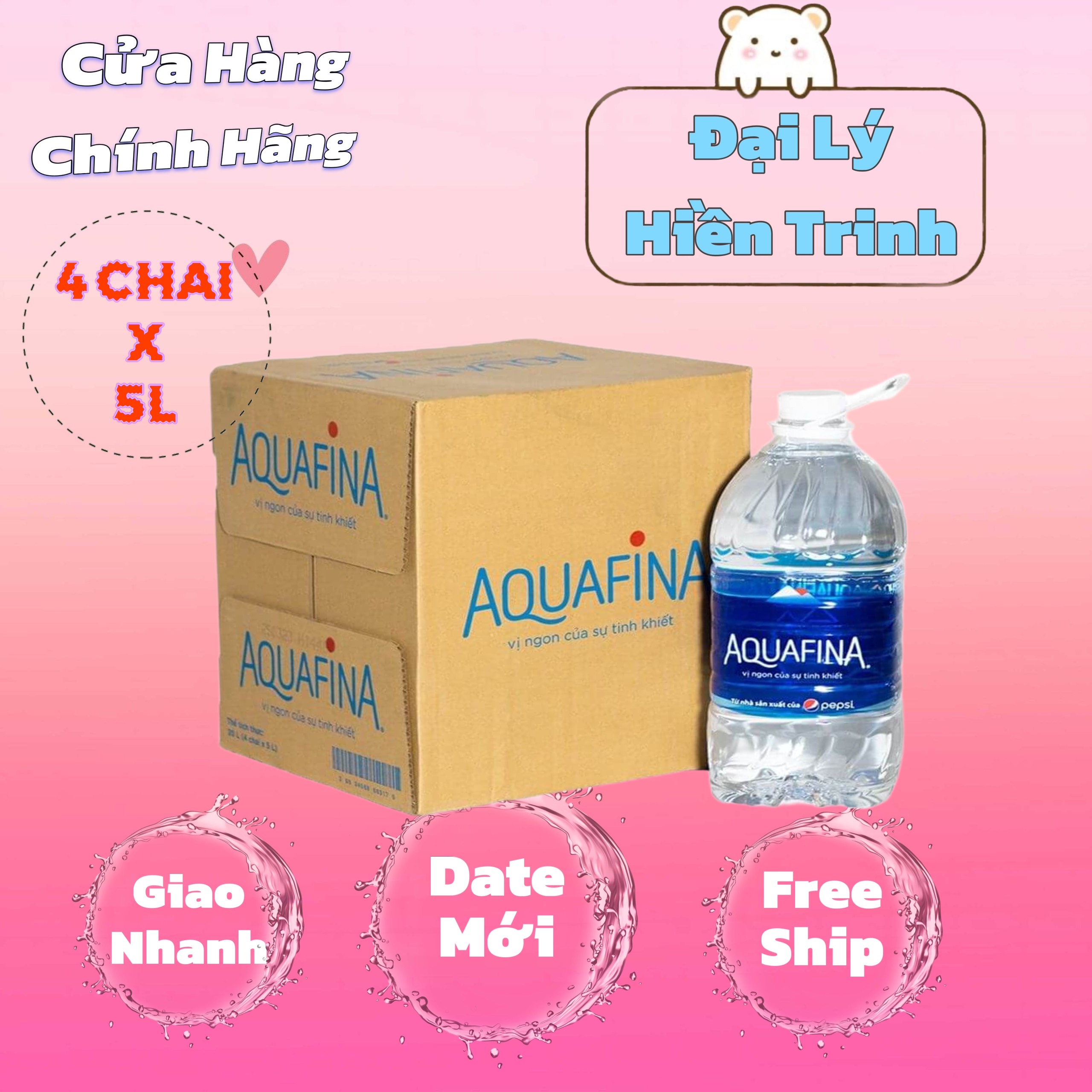 Nước Tinh Khiết Aquafina 5L ( Thùng 4 Chai)