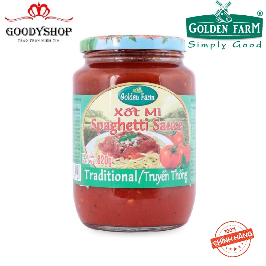 Sốt mì spaghetti golden farm hũ 820g vị truyền thống goodyshop
