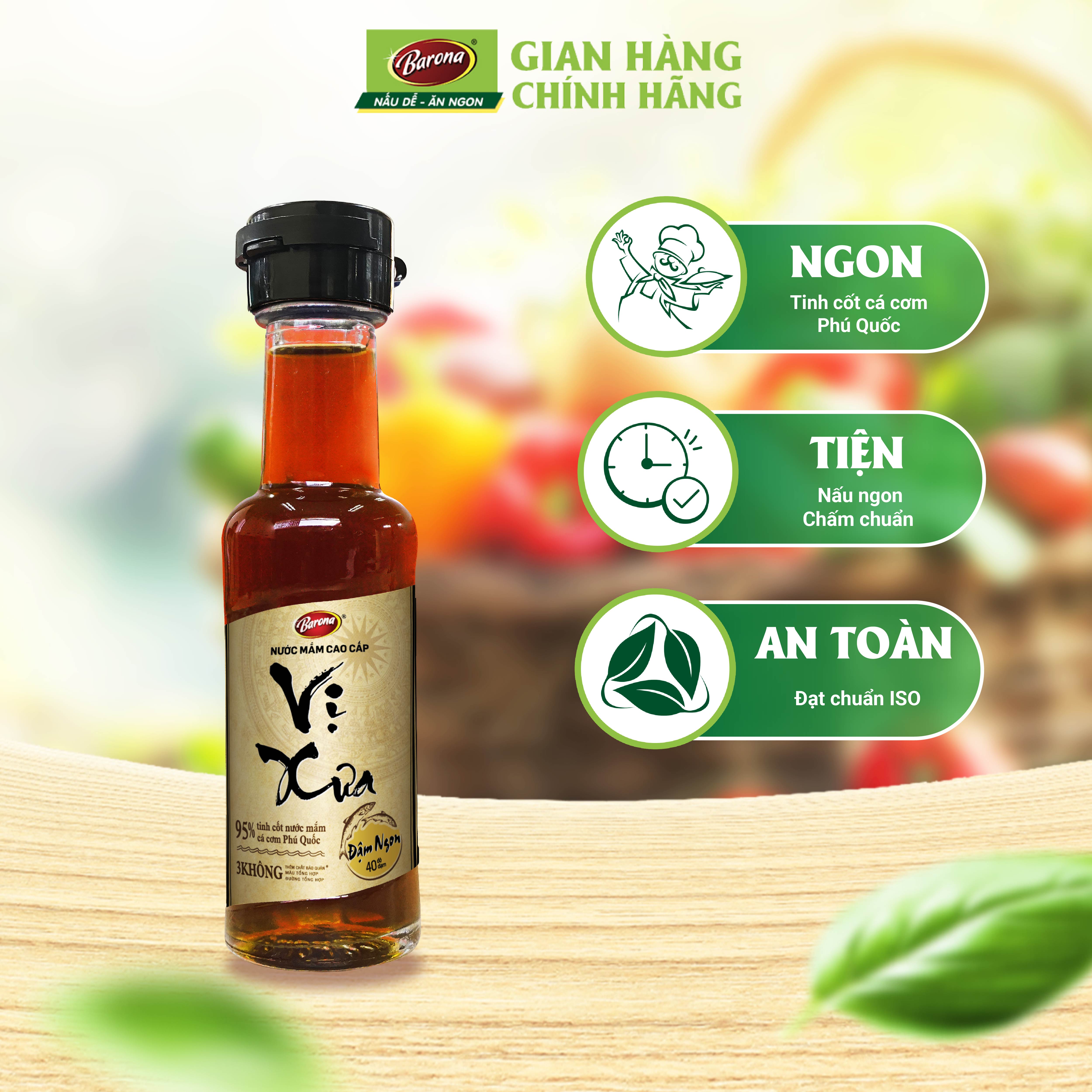  Nước Mắm Phú Quốc Cao Cấp Vị Xưa Barona 40 độ đạm 50ml 