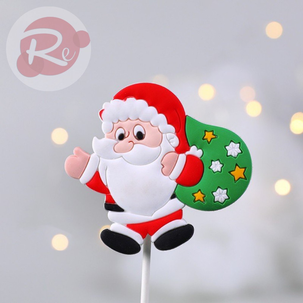Que cắm Silicon - Ông già Noel - Trang trí bánh sinh nhật bánh kem