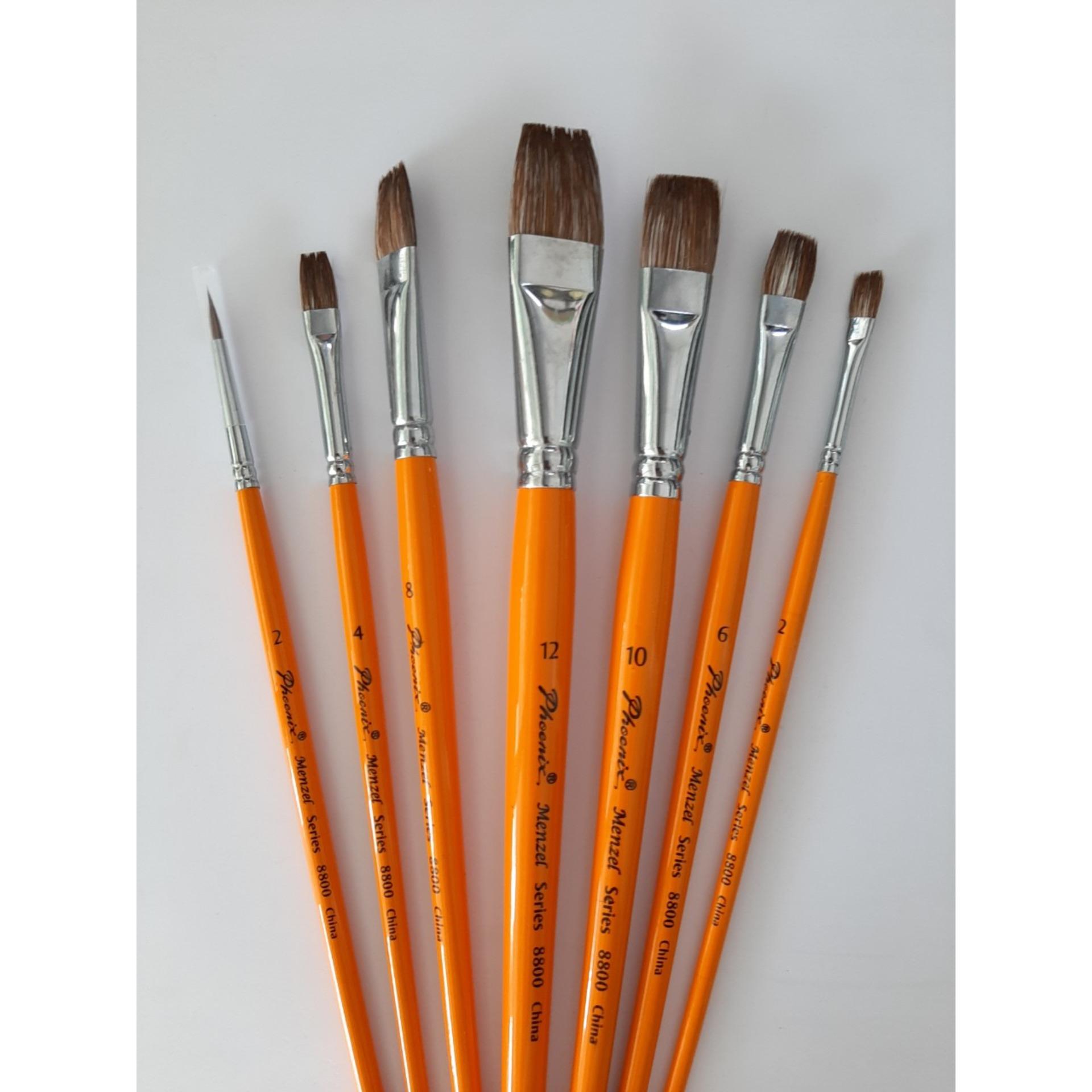 Bộ cọ vẽ Phoenix 8800S-7 - cọ lông sóc - (Cọ đầu bằng và đầu nhọn)