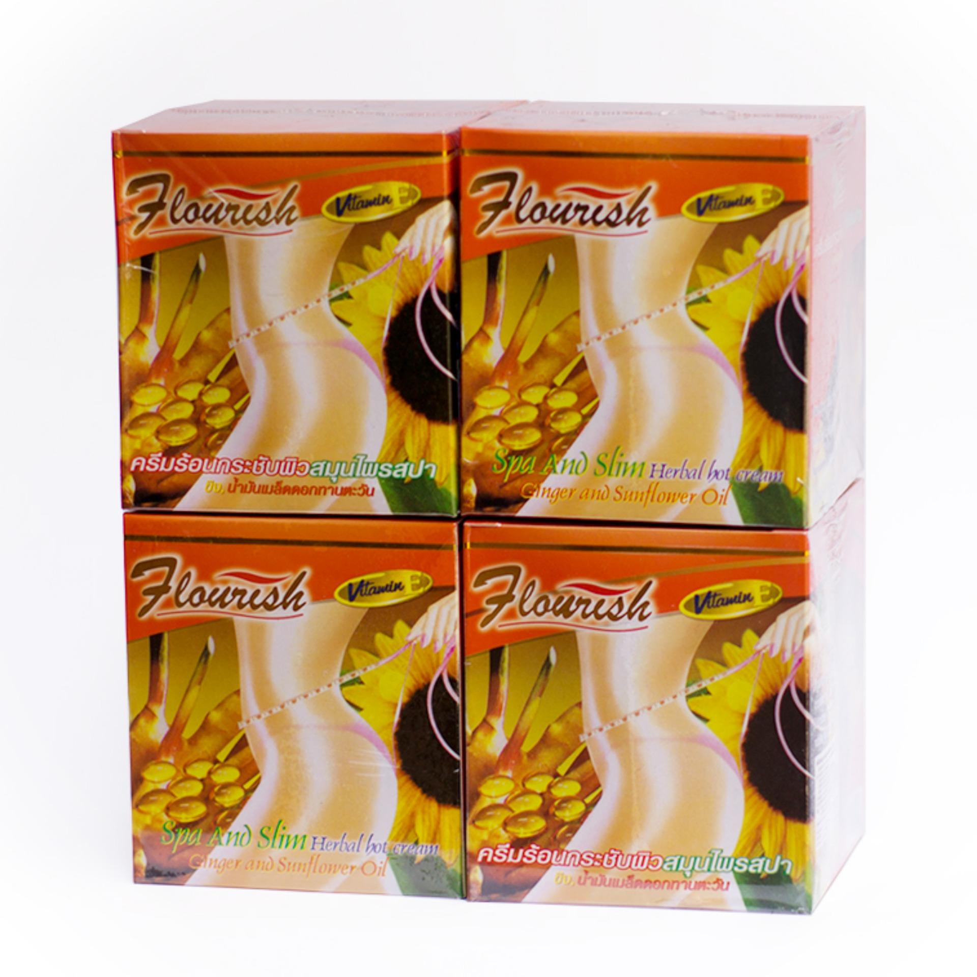 Bộ 4 hộp kem tan mỡ bụng gừng ớt Flourish Thái Lan
