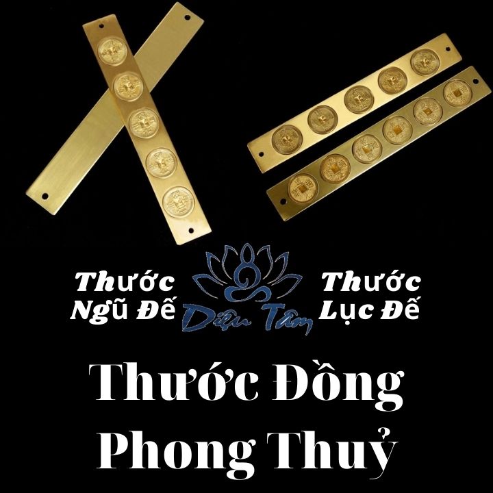 Thước đồng phong thuỷ, thước ngũ đế, thước lục đế dài 20cm