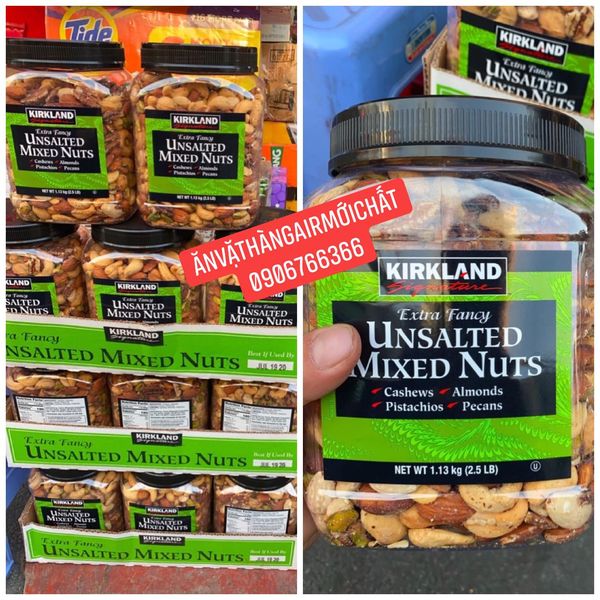 [DATE 08/2023]Mix Nut Hạt Hỗn Hợp Không Muối Kirkland Unsalted Mixed Nuts Hộp 1.13 Kg