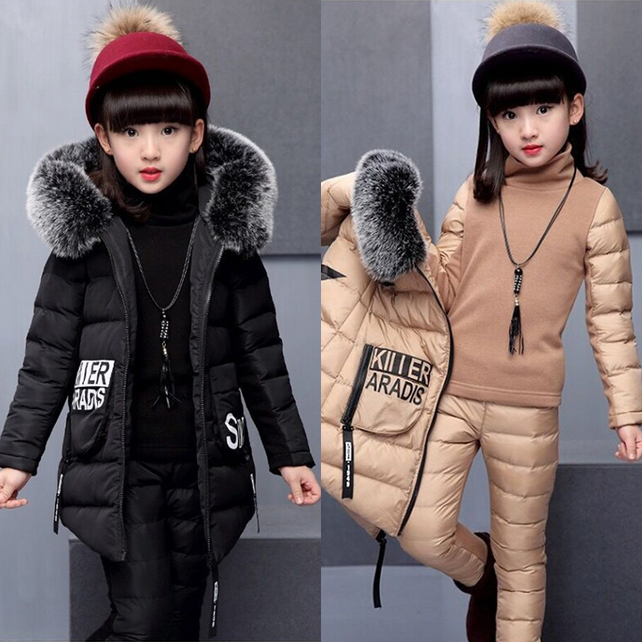 Bộ Quần Áo Phao Trần Lông Vũ Trẻ Em 3 Món Siêu Nhẹ