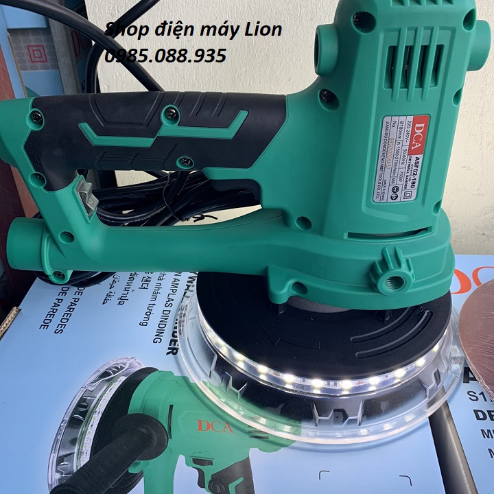 Máy xoa tường 180mm có đèn 750w dca asf02-180 - máy chà nhám tường - máy chà tường đèn led