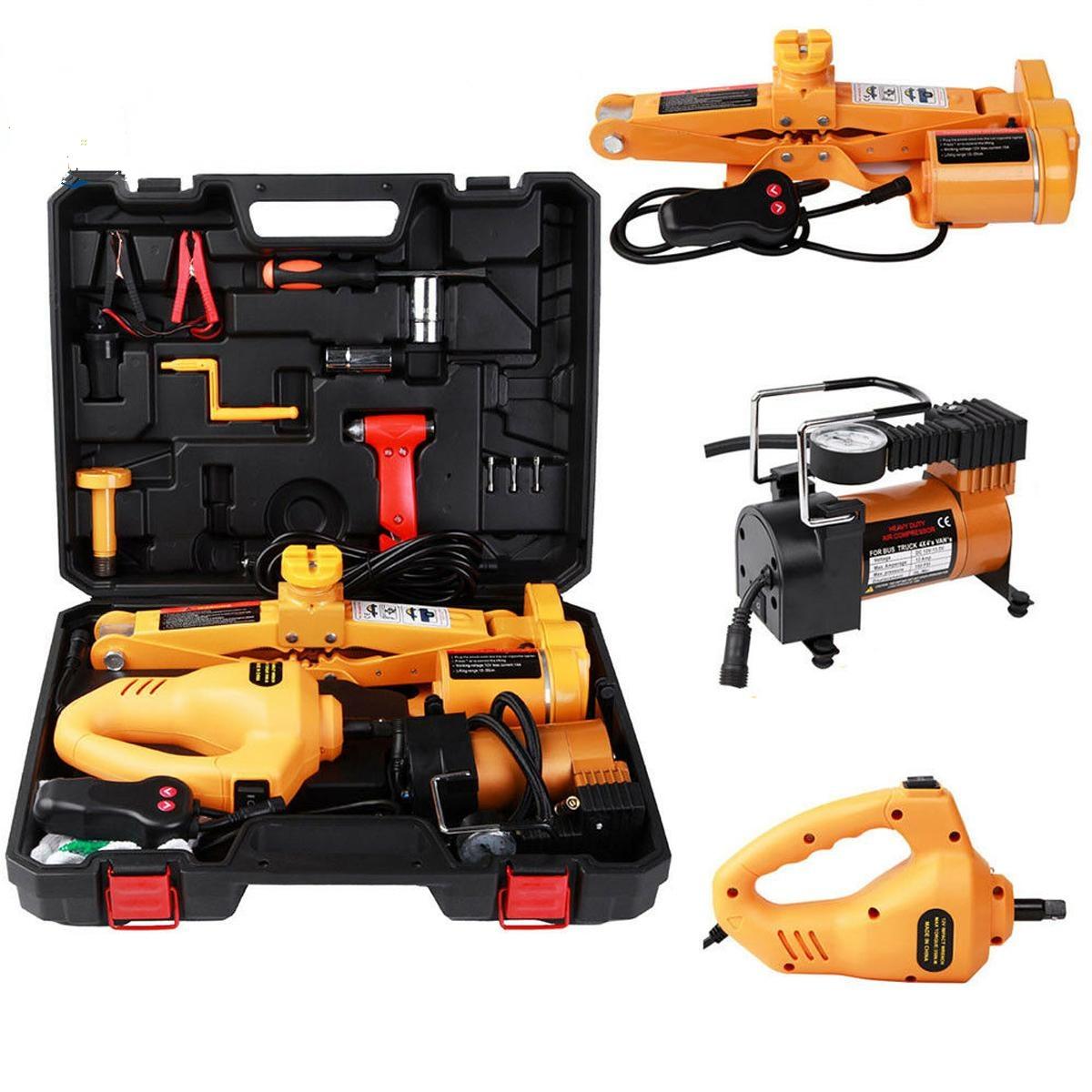 Bộ kích ô tô, cứu hộ lốp ô tô, máy mở ốc, bơm lốp ô tô dùng điều khiển - Bộ cứu hộ lốp xe ô tô