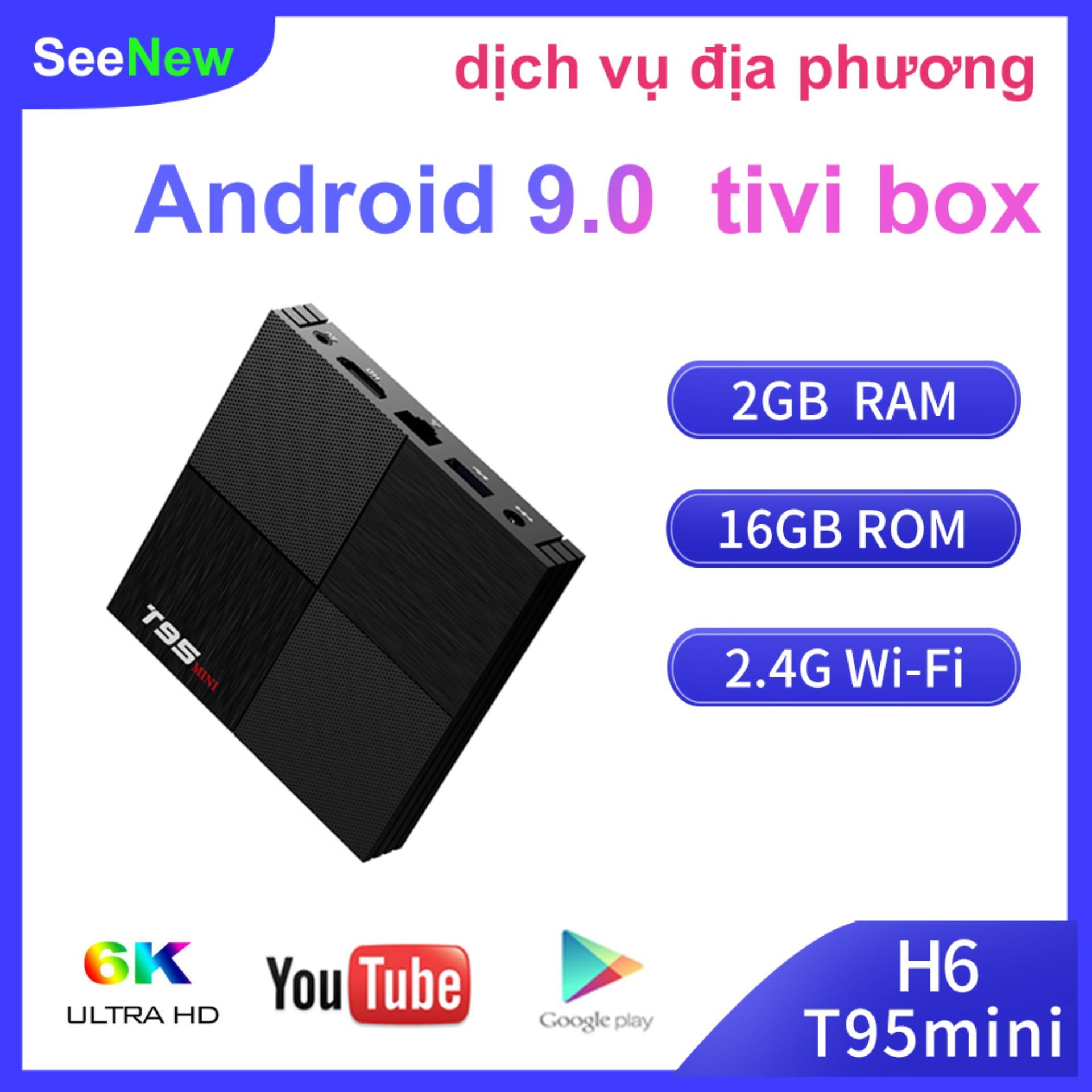 T95 mini tivi box android 9.0 2gb ram 16gb rom 2.4g wifi 6k smart tv box allwinner h6 media player set top box