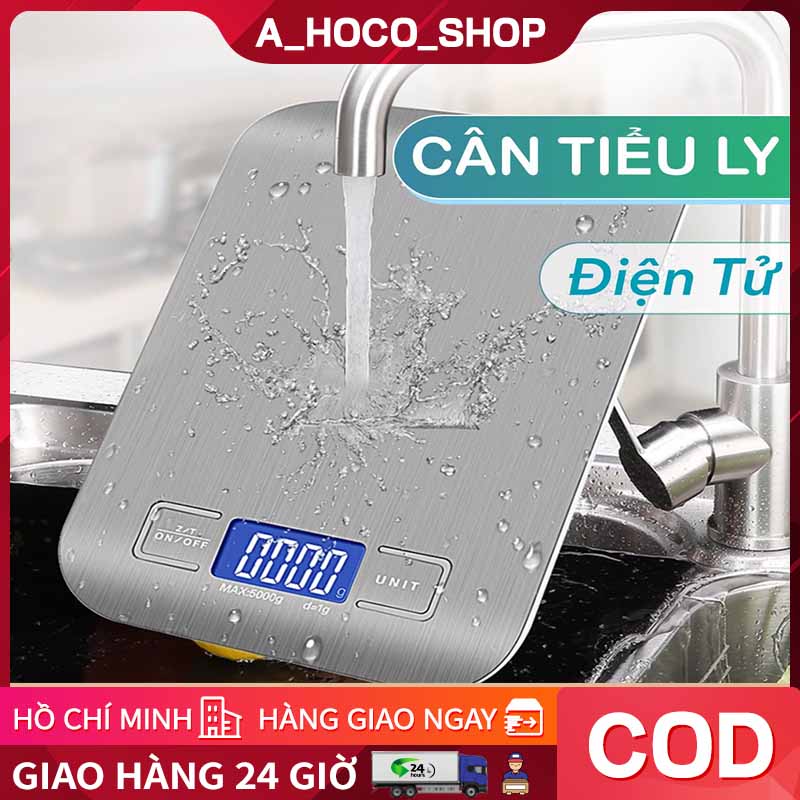Cân tiểu ly điện tử nhà bếp 5kg/1gr LCD cực nét,mặt nhôm chống gĩ thiết kế sang trọng ,độ chính xác cao