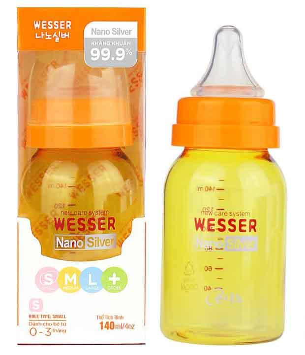 Bình sữa Wesser Nano Silver cổ hẹp 140ml