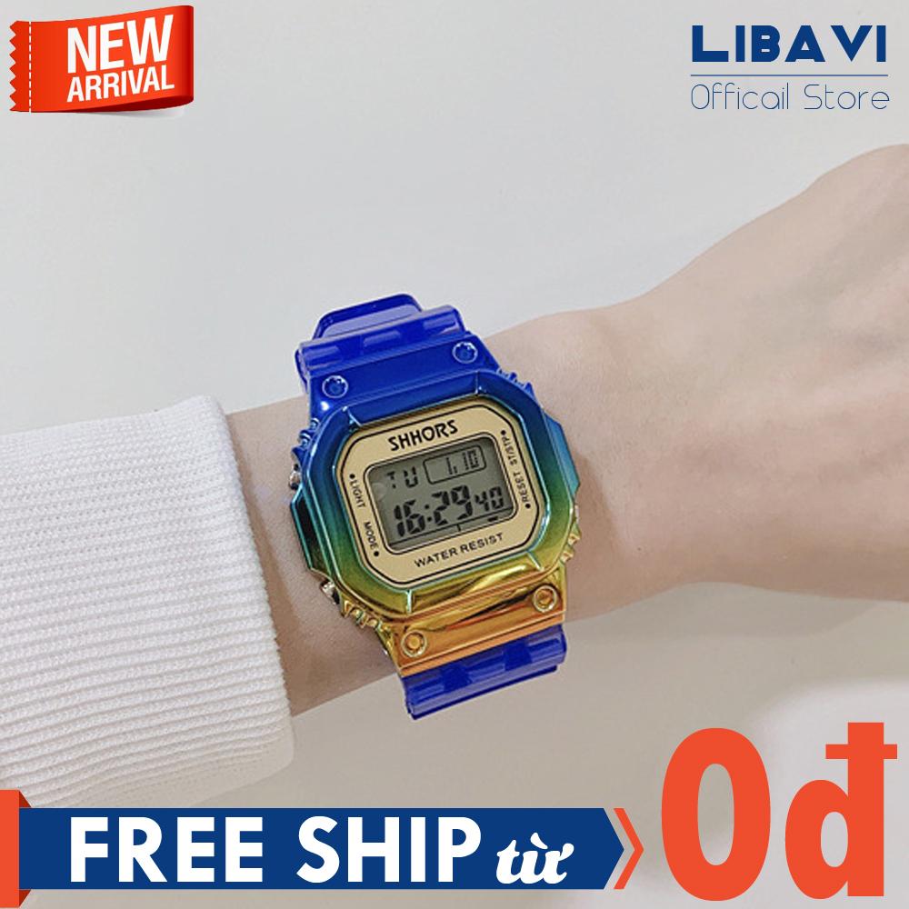 Đồng hồ thể thao Unisex Shhors VR3, đồng hồ điện tử chạy pin, dây đeo nhựa màu trong chắc chắn, kháng nước, chống trầy nhẹ (nhiều màu)