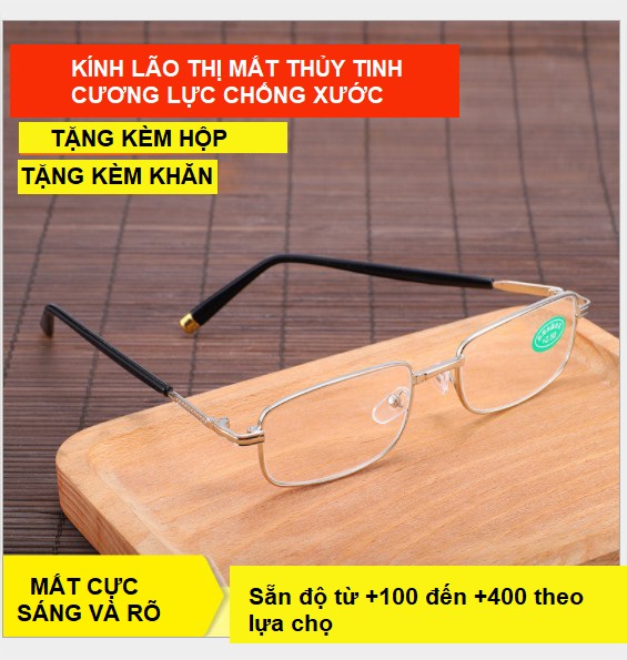 Kính viễn thị lão thị MẮT KÍNH THỦY TINH kính đọc sách trung niên cao cấp Nhat Ban mắt cực sáng và trong
