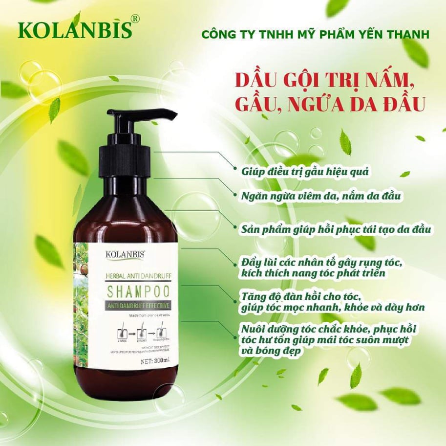 Kolanbis nấm da đầu- 1 chai dầu gội đầu phục hồi trị gầu- nấm ngứa, loại bỏ các tác nhân gây bệnh giúp da đầu sạch hơn kolanbis k02.