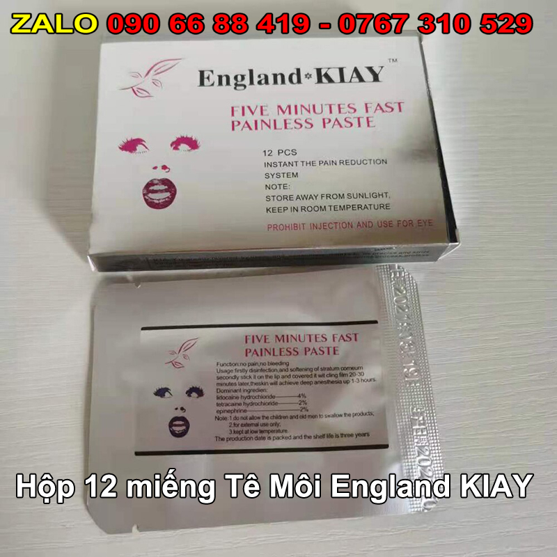 Hộp 12 miếng - tê dán môi england kiay - tê môi englandkiay phun xăm không đau không sưng - miếng ủ môi england kiay - tê miếng cho môi phun xăm englandkiay - tê englandkiay giảm đau phun xăm môi