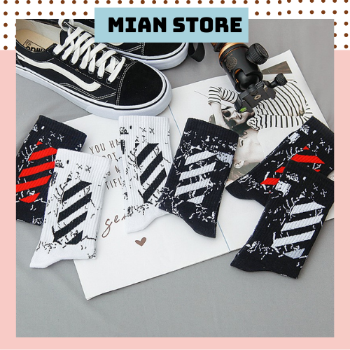 Tất nam thể thao họa tiết Off White hot trend phong cách Hiphop - T049 Mian Store