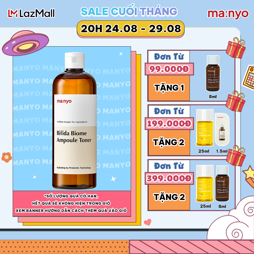Nước cân bằng ma:nyo 210ml/400ml Bifida Biome Ampoule Toner cung cấp độ ẩm và củng cố hàng rào bảo vệ làn da