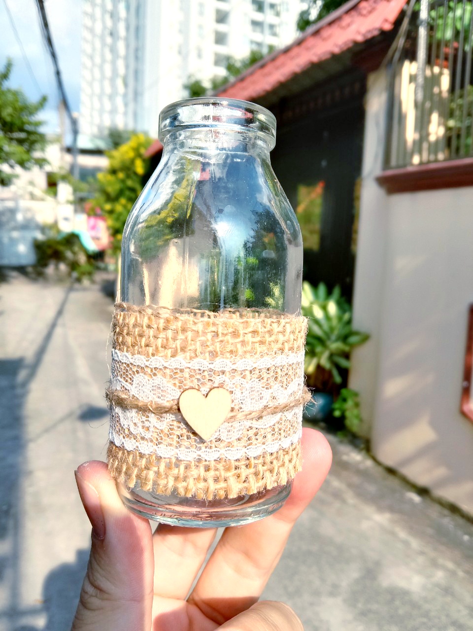 Lọ hoa vuông decor mini, cắm hoa khô
