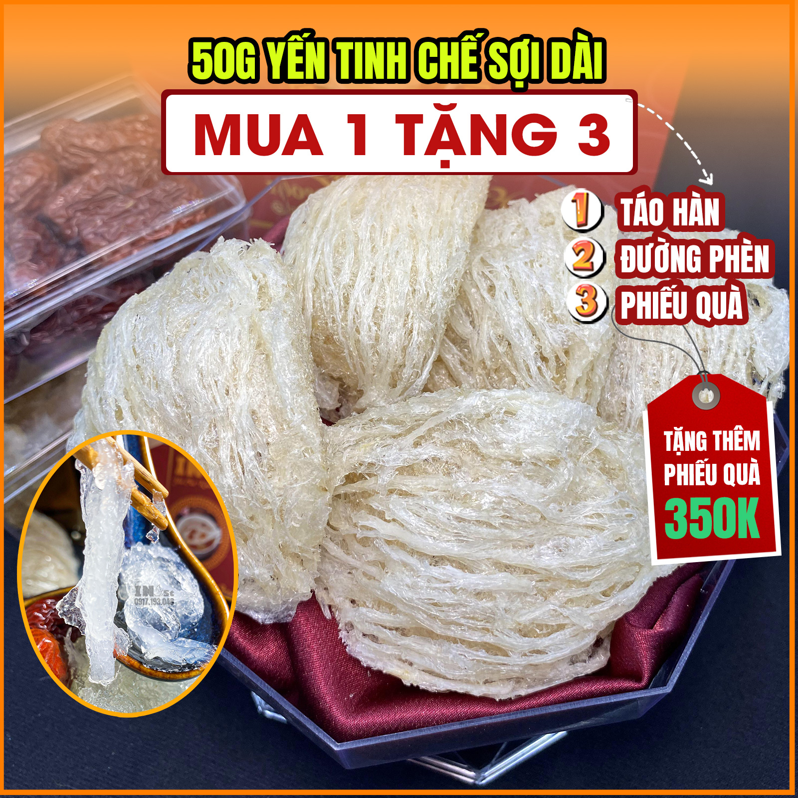 50g yến sào tinh chế sợi dài nguyên chất cao cấp _ yến nha trang nguyên chất 100% _ yến sào inest