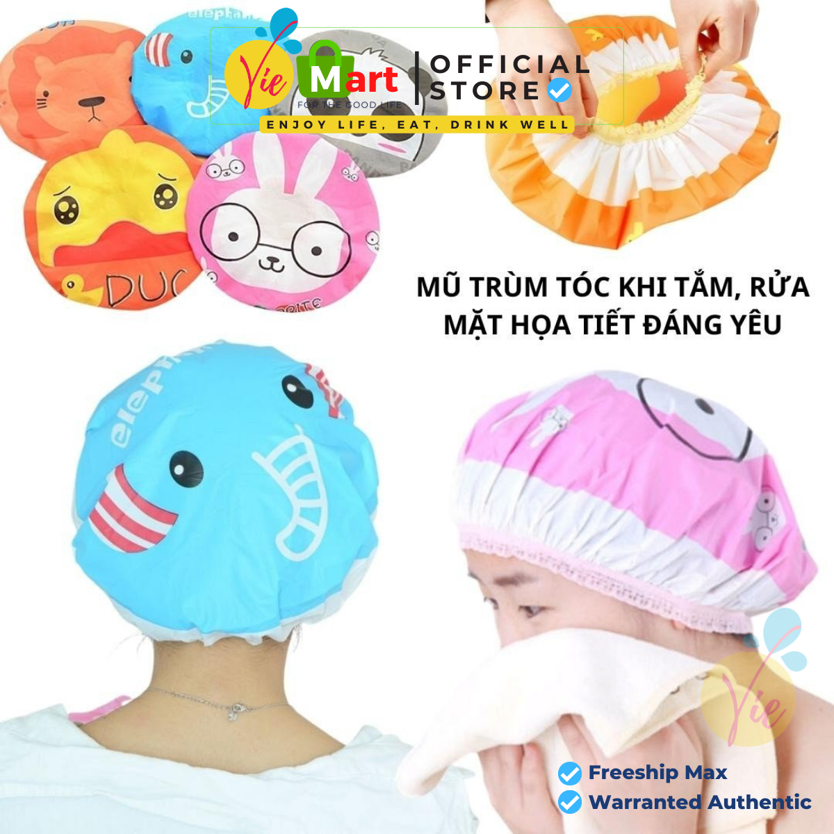 Mũ trùm đầu khi tắm – Mũ trùm tóc khi tắm, ủ dưỡng nilon cute