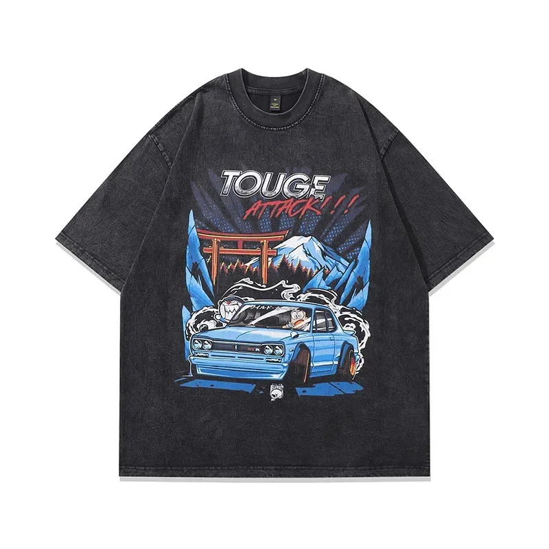 2025 Năm Mới Giáng Sinh Áo Sơ Mi Tay Ngắn Mèo Mỹ High Street Vintage Giặt Cũ Rộng Thoải Mái Thương Hiệu Cặp Đôi Áo Sơ Mi Tay Nửa Miễn Phí Vận Chuyển Lễ Hội
