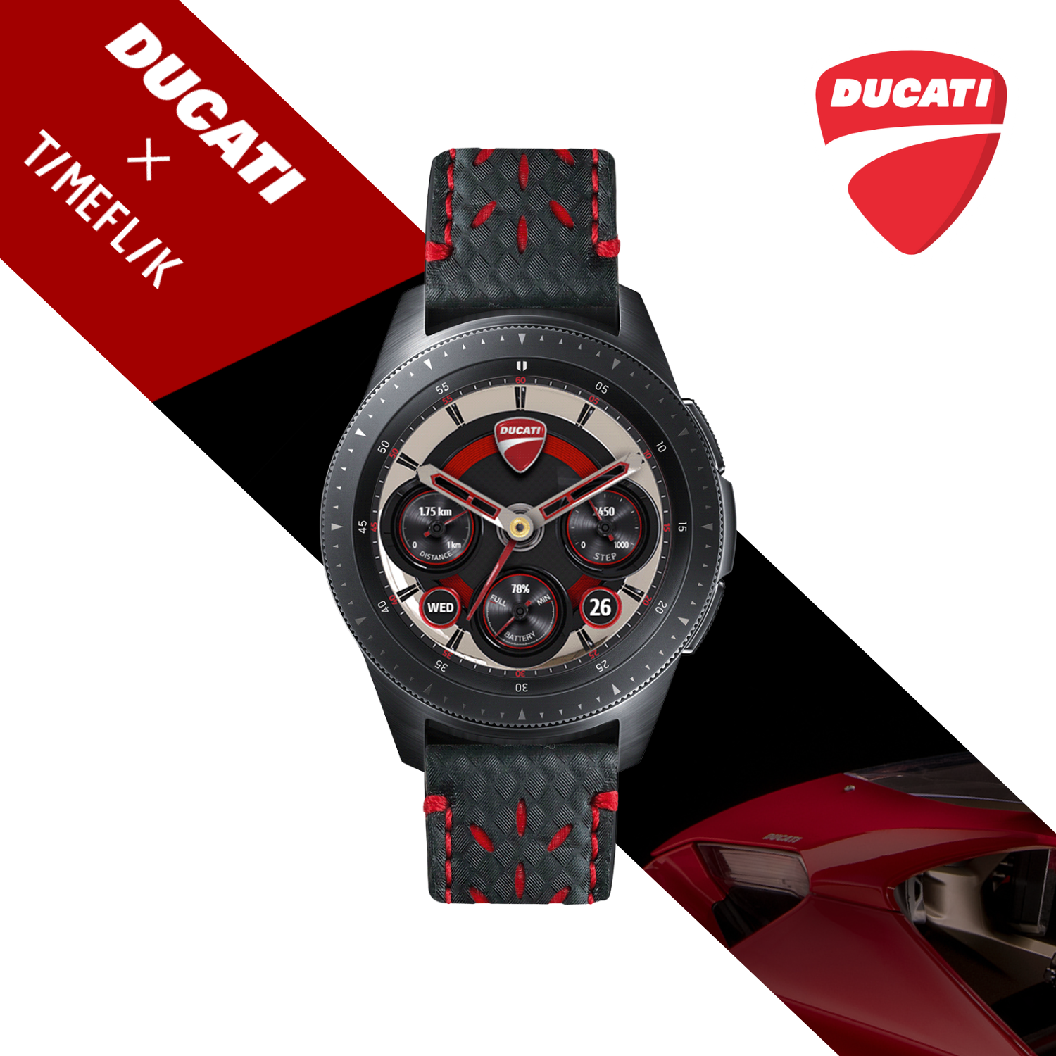[Chính hãng] Dây da đồng hồ Ducati Carbon Special Edition