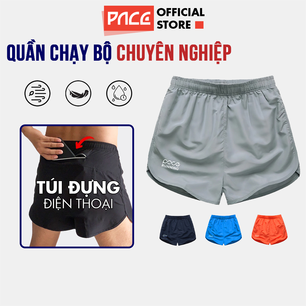 Quần chạy bộ nam PACE RUNNING có túi đựng điện thoại quần thể thao tập gym thấm hút mồ hôi nhanh khô