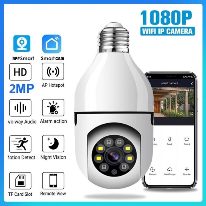 Camera ip wifi yoosee 8 led xoay 360 độ 2.0mp - 1080p hk211 - xài đui bóng đèn dòng 220v - cao cấp.