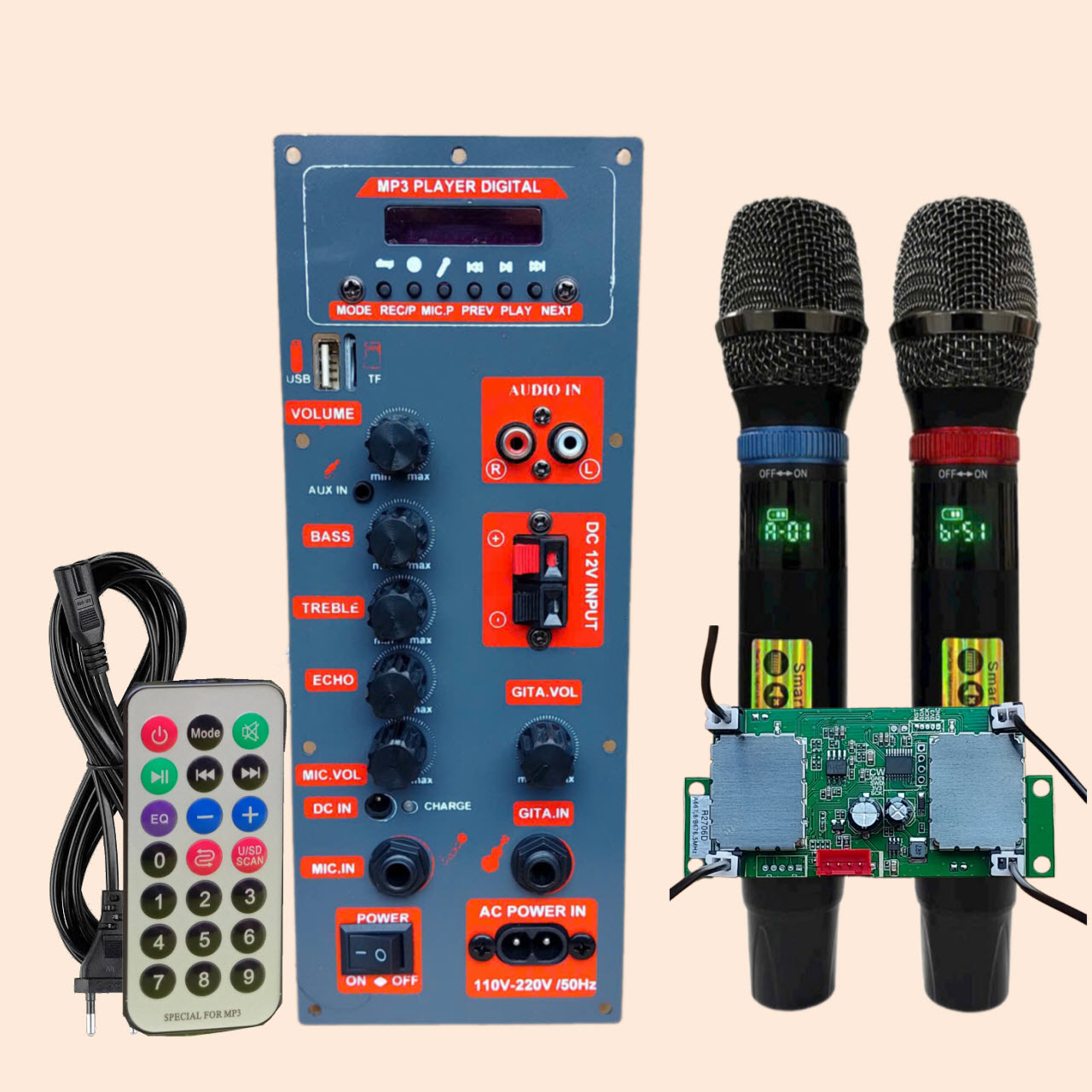  Mạch loa kéo HA8622 nguồn xung kèm micro 