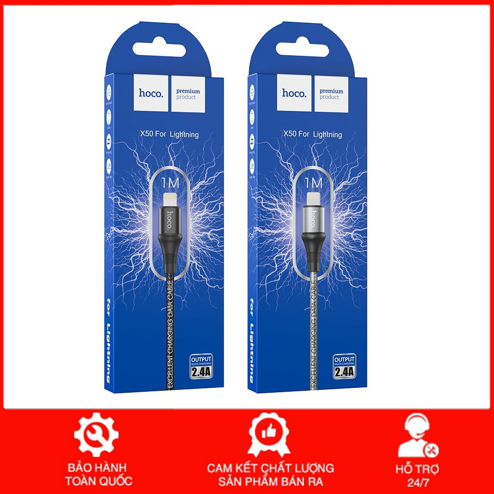 Cáp sạc dây dù HOCO X50 Sạc nhanh cho iPhone 5/6/7/7plus/8plus/xsmax/iPad/AirPods  Chính Hãng
